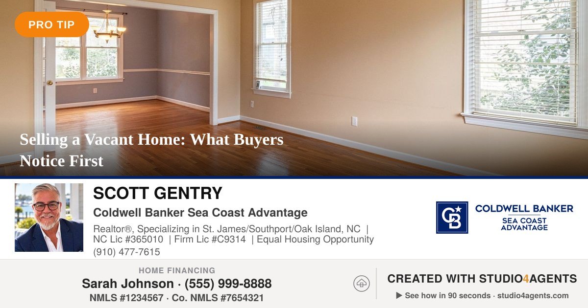 A Studio4Agents share image: a homebuying article with the agent's name, brokerage and license, and the loan officer's name, NMLS numbers and Equal Housing notice in a strip along the bottom